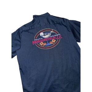 Jimmy Buffett Margaritaville Shirt XL Embroidered Button Up Navy Blue 2 Pocket‎